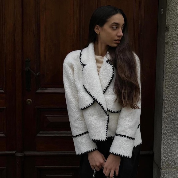 Commense Embroidered Trim Fleece Kimono Jacket - Picture 11 of 13